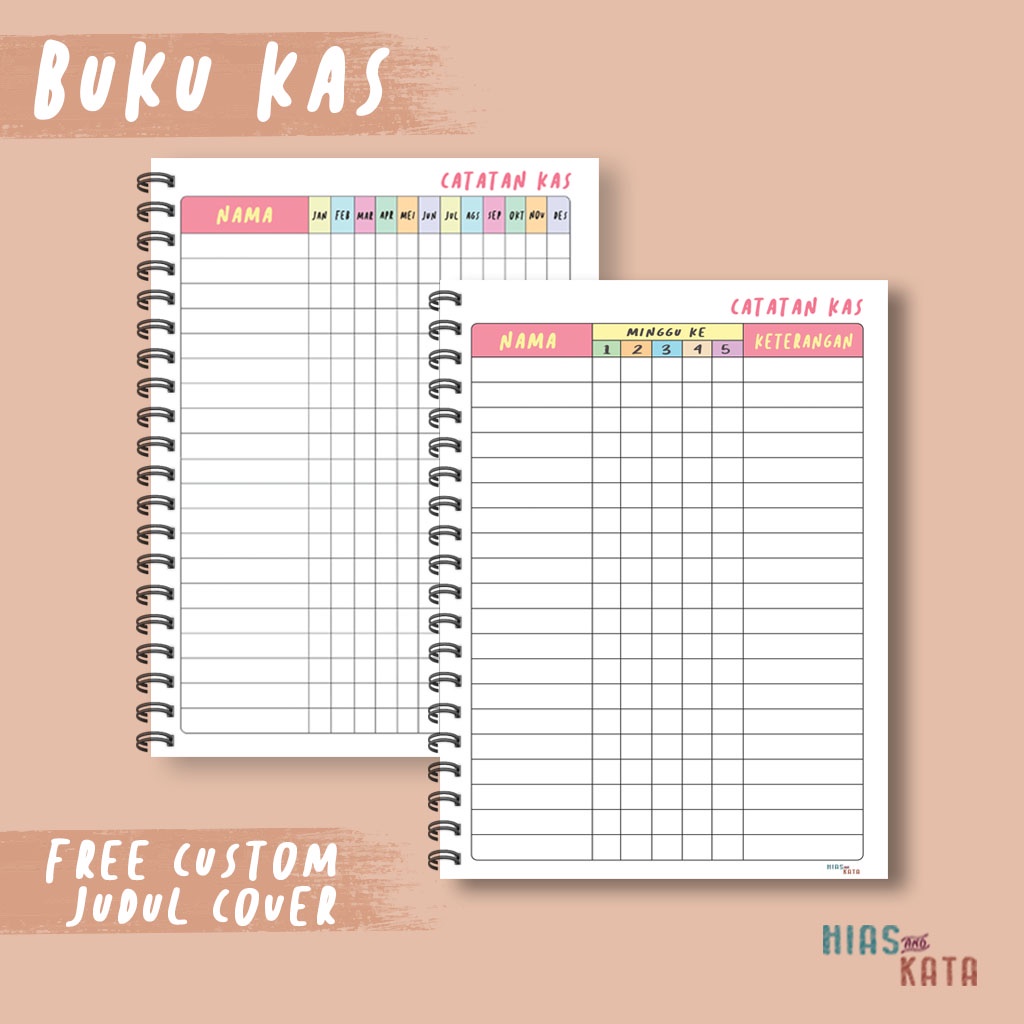 Jual Buku Kas Catatan Keuangan A Jilid Spiral Pastel Color Free Custom Judul Shopee Indonesia