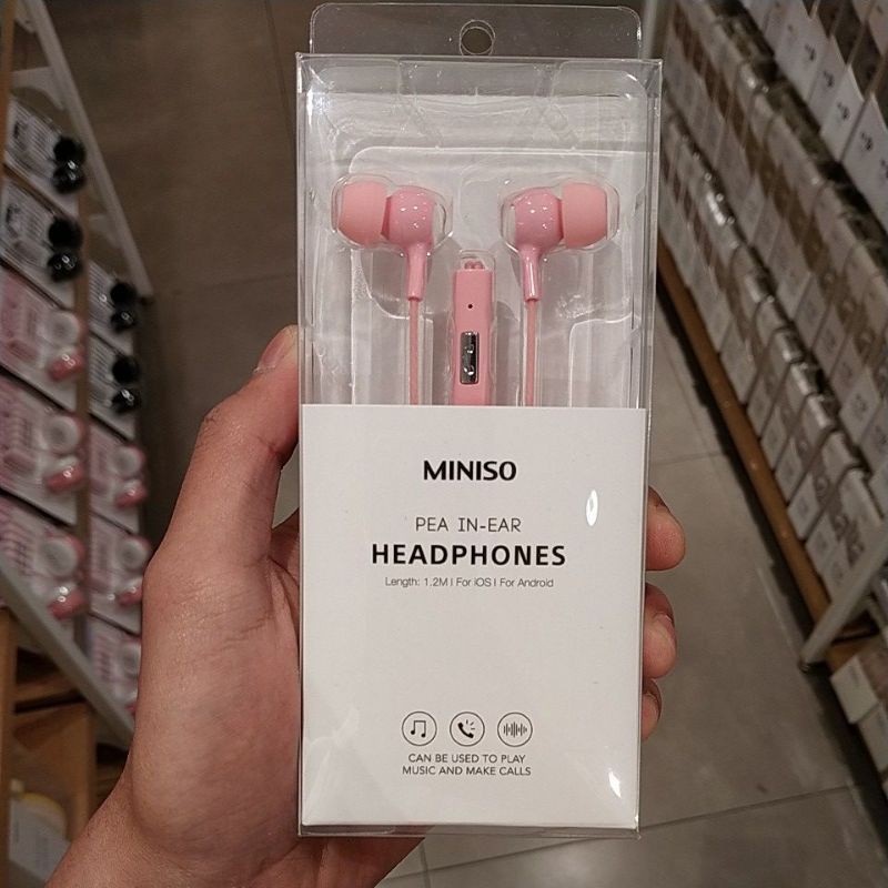Pink Miniso In Ear Headphones MINISO Earphones Pea-in Ear/Headset