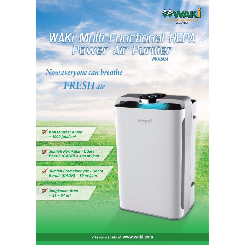 Jual WAKi WKA2024 Multi Functional HEPA Power Air Purifier Penyaring Udara Anion Shopee Indonesia