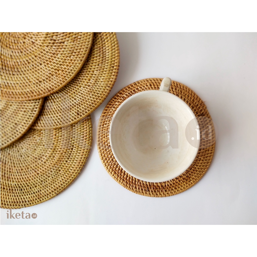 Jual Tatakan Gelas Piring Mangkuk Anyaman Rotan Ate Bulat Rattan Coaster Handmade Placemats 6882