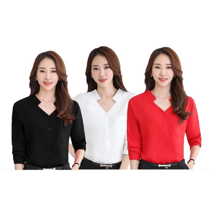 Jual Baju Kemeja Cewek Trend Modern Kekinian P25S4 A6074 Oceana Stri