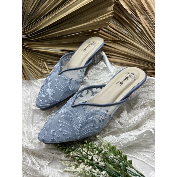 Jual sepatu wanita yasmika iceblue tnggi 5cm kaca | Shopee Indonesia