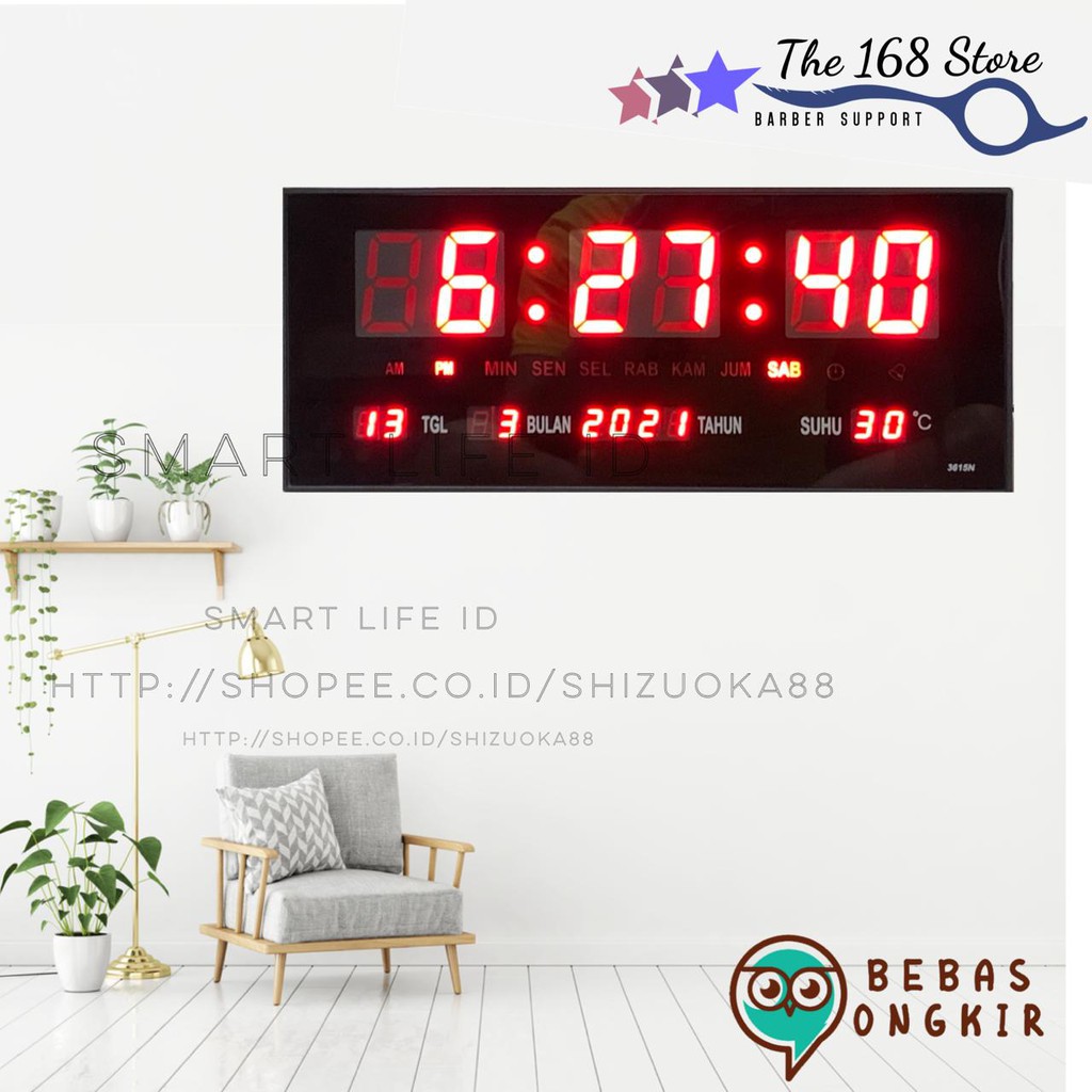 Jual Jam Dinding Digital LED Meja LED Clock 3615 Merah | Shopee Indonesia