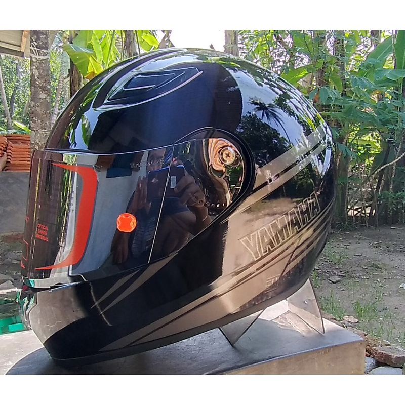 Jual Flat Visor nhk rx9 + rachet PNP YAMAHA VIXION iridium blue gold