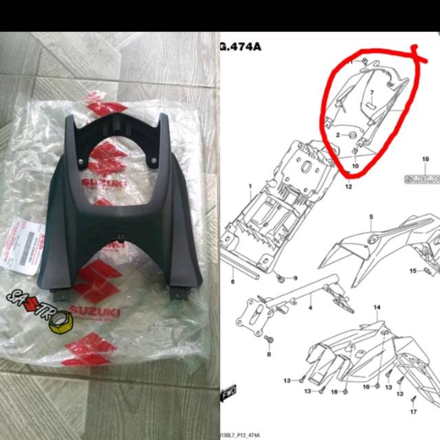 Jual Cover rear fender bracket stoplamp tempat tutup lampu belakang ...