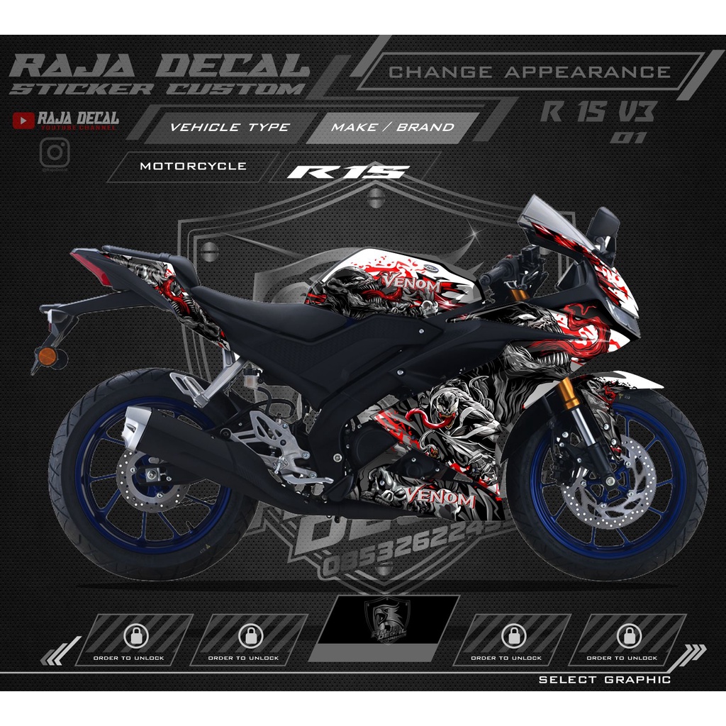 Jual Decal R V Full Body Stiker Dekal Yamaha R V Custom Desain