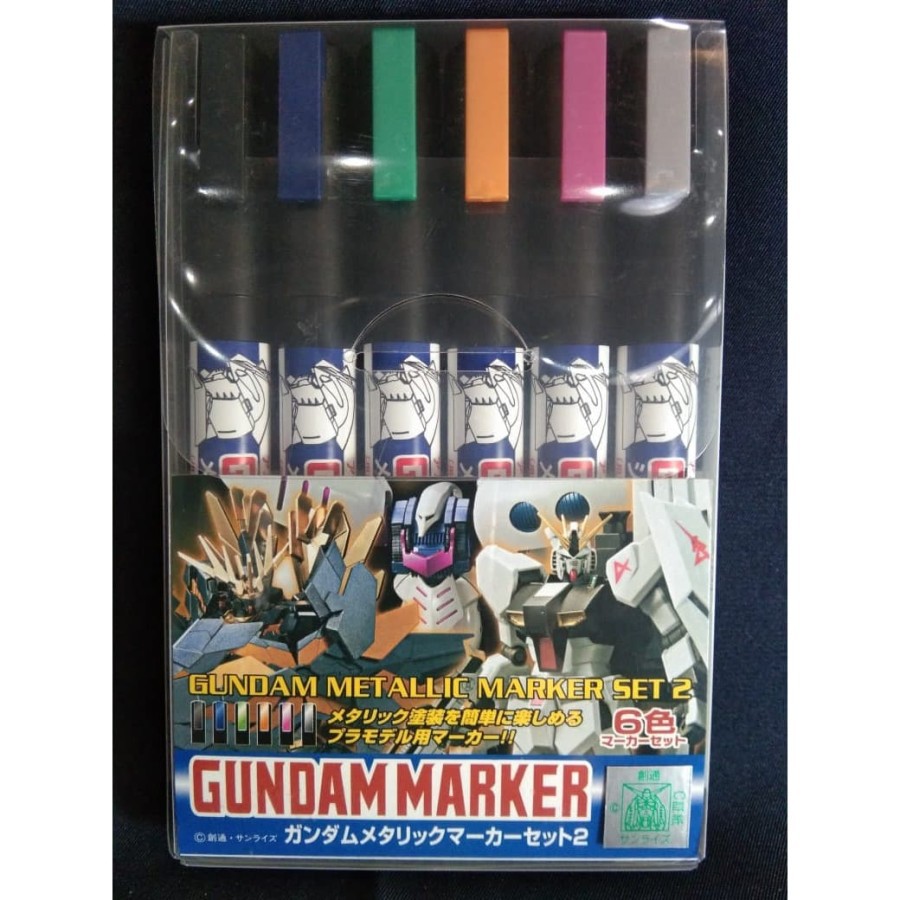 Set De 6 Rotuladores Gundam Marker GMS110 – Punta Fina 1mm Para Detallar Piezas Y Zonas Difíciles, Colores Rosa Y Más