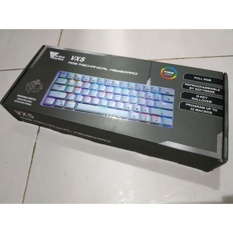 Jual vortex vx5 white mechanical keyboard blue red switch mod | Shopee ...