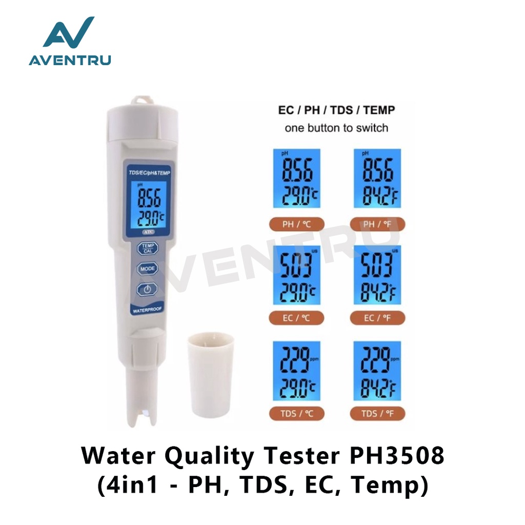 Jual 4 in 1 PH TDS EC Temperature Meter PH-3508 Tester PH3508 | Shopee ...