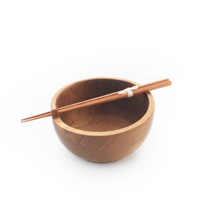 Jual Teak Wood Noodle Bowl With Chopstick / Set Mangkuk Kayu Jati ...