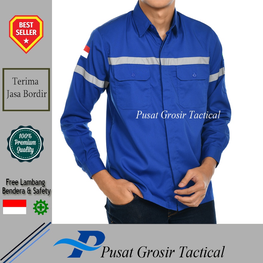 Jual Baju Kemeja Pria Lapangan Safety Pdl Proyek Kemeja Lengan Panjang Tactical Taktikal Wearpak