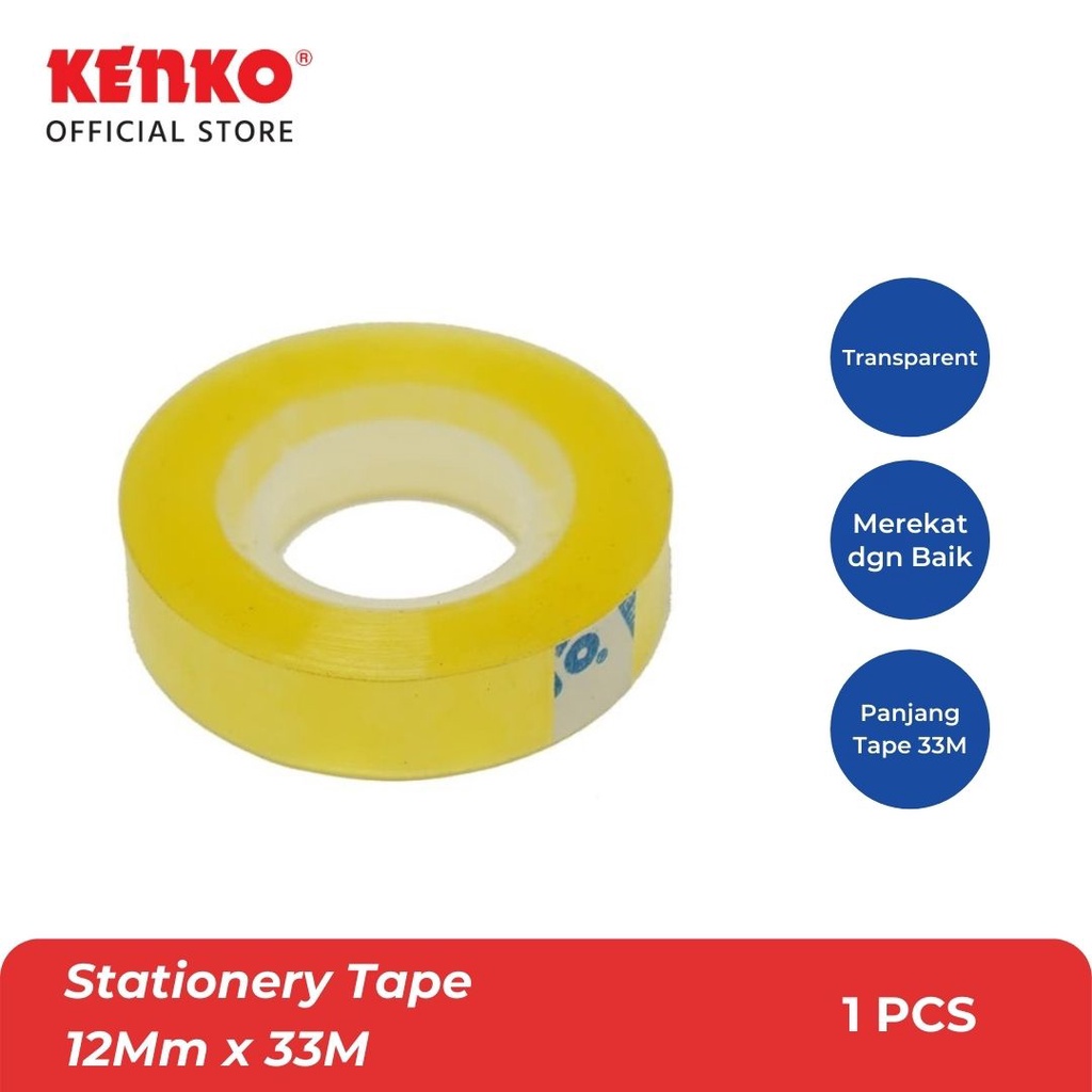KENKO STATIONERY TAPE / Pita Perekat / Selotip 12 Mm x 33 M (1" Core)