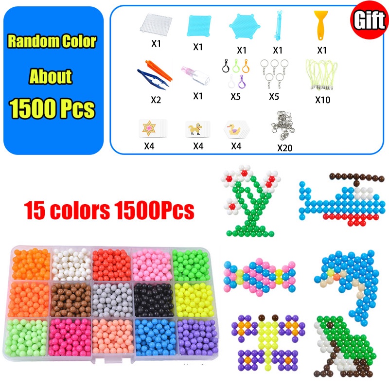 1kotak mainan anak Manik DIY 1 set barang kerajinan Manik lengket air Kembangkan mainan intelektual Gelang ajaib kreatif berwarna-warni untuk buat kado anak