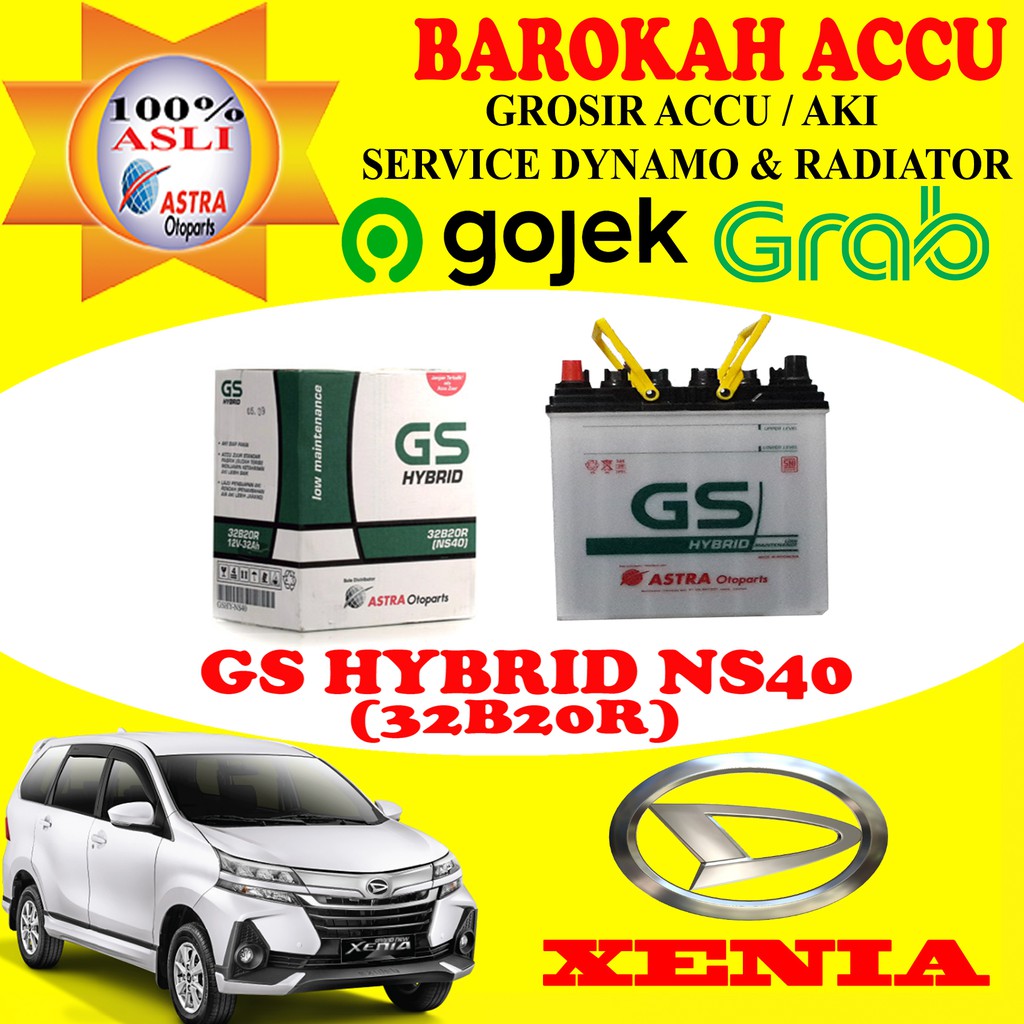 Jual AKI GS ASTRA MOBIL DAIHATSU XENIA GS HYBRID NS40 / 32B20R , 32 AH