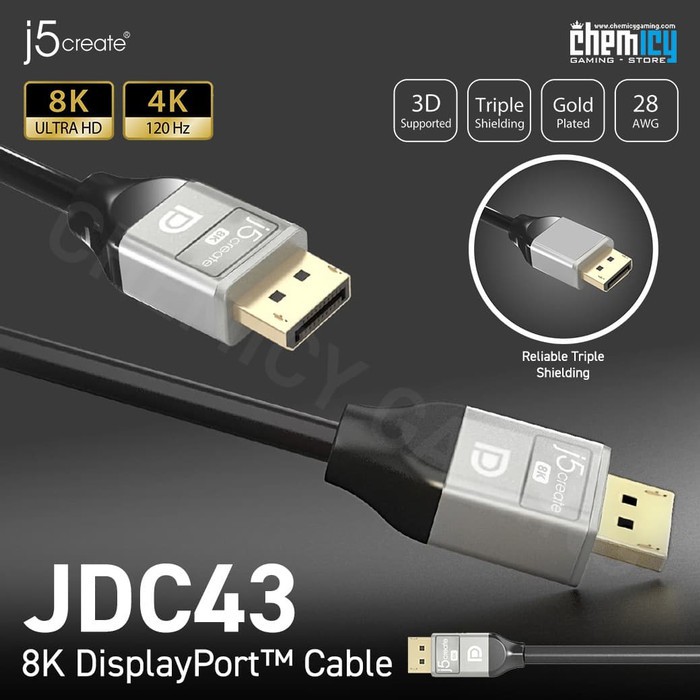 Jual j5create JDC43 8K DisplayPort / Display Port Cable | Shopee Indonesia