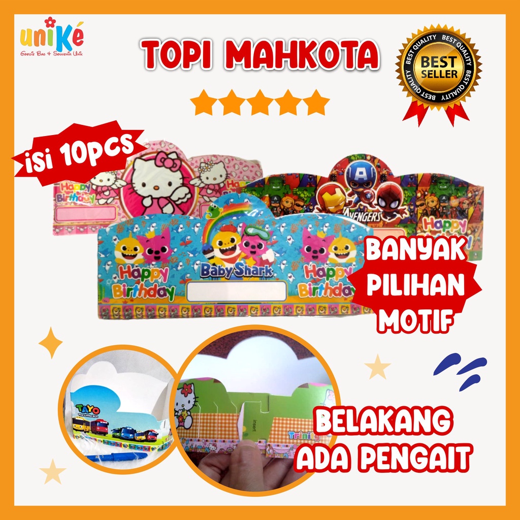 Jual TOPI KERTAS Ulang Tahun Mahkota isi 10pcs Perlengkapan Pesta Ultah