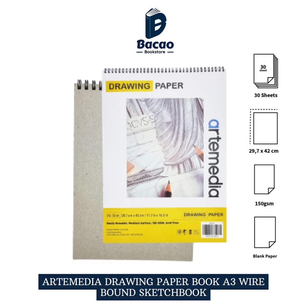 Jual Buku Gambar Sketsa Artemedia Drawing Paper Book A3 Wire Bound