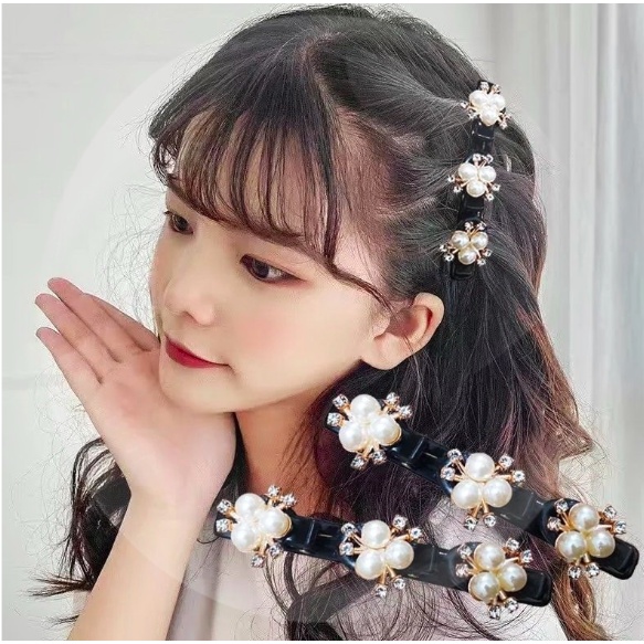Jual Jepit Rambut Kepang Wanita Fashion Korea Unik dengan Tiara Mutiara ...