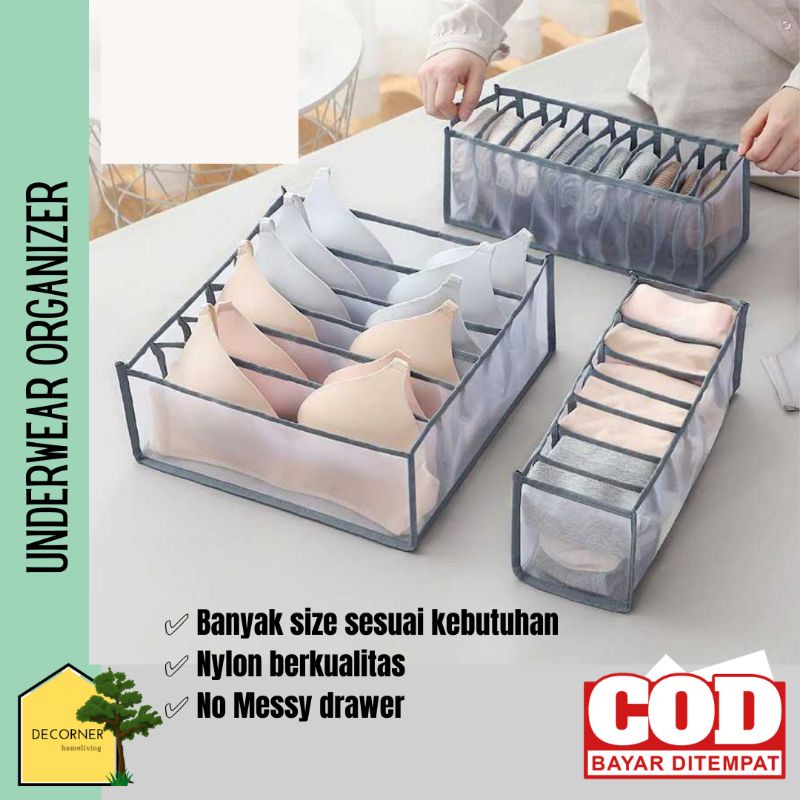 Jual Bra Organizer Sekat Penyimpanan BH dan CD Transparan Foldable