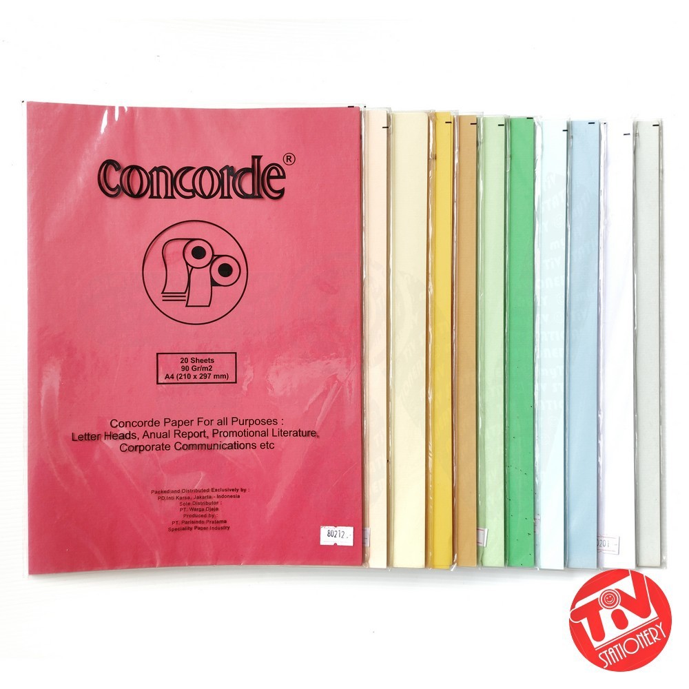 Jual Kertas Concorde Warna A4 90 Gsm 1 Pack 20 Lembar Shopee