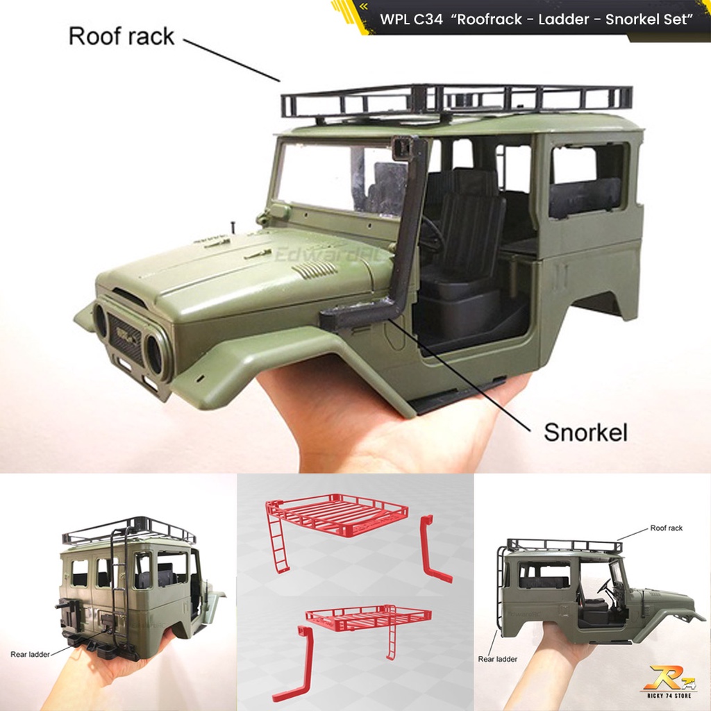 Jual WPL C34 Roofrack Ladder Snorkel - RC Car Adventure Offroad 3D ...