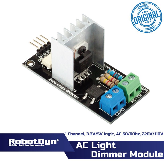 Jual RobotDyn AC Light Dimmer Module, 1 Channel, 3.3V/5V logic, AC 50 ...