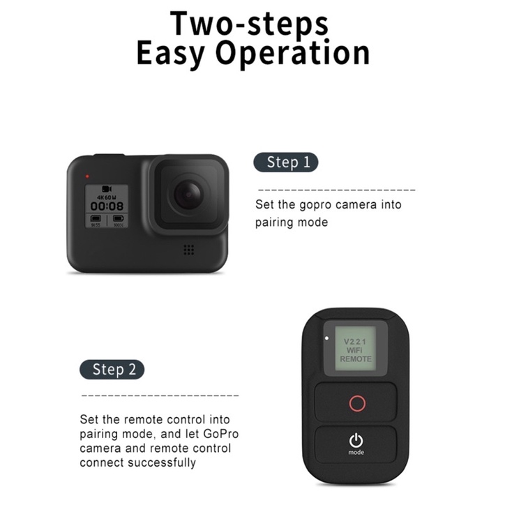Jual TELESIN Remote GoPro 5 6 7 8 - T08 Remote Control Oled Screen ...
