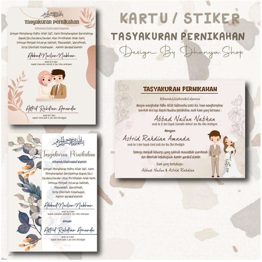 Jual Stiker/ Kartu Ucapan Syukuran Pernikahan / Tasyakuran Pernikahan