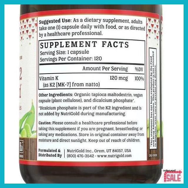 Jual AVITAMIN NUTRIGOLD VITAMIN K2 MK7 VITAMIN ORGANIC ORIGINAL USA