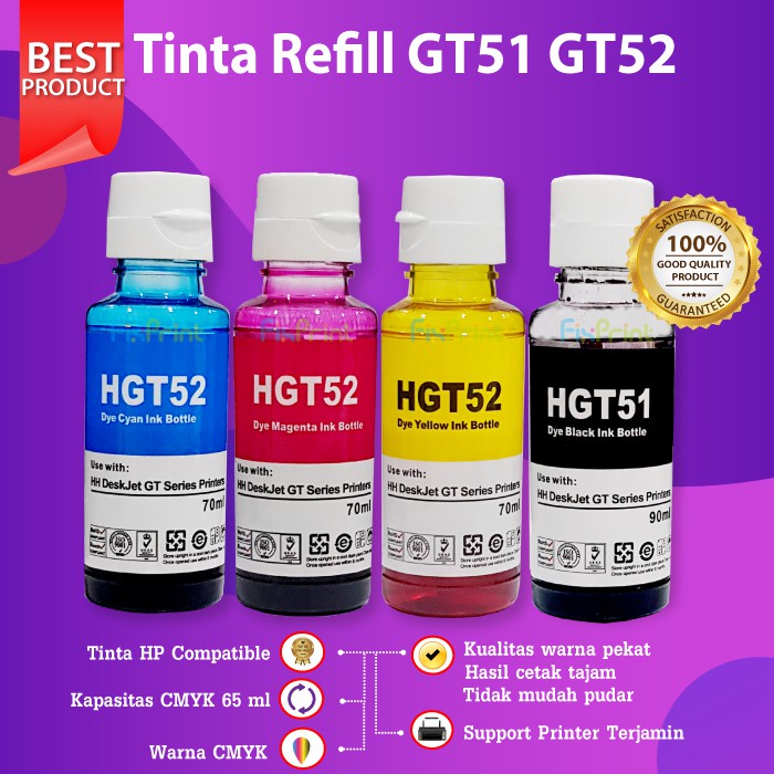 Jual Paket Satu Set Cmyk Tinta Gt Gt Gt Printer Hp Gt Smart Tank