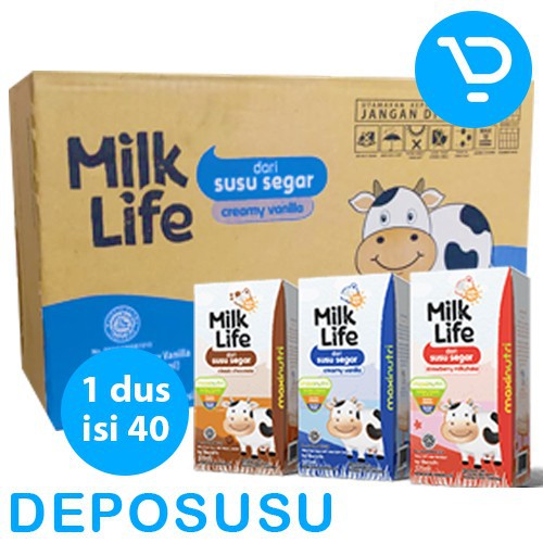 Jual SUSU UHT MILK LIFE 115ML 1 KARTON ISI 40x115ml | Shopee Indonesia