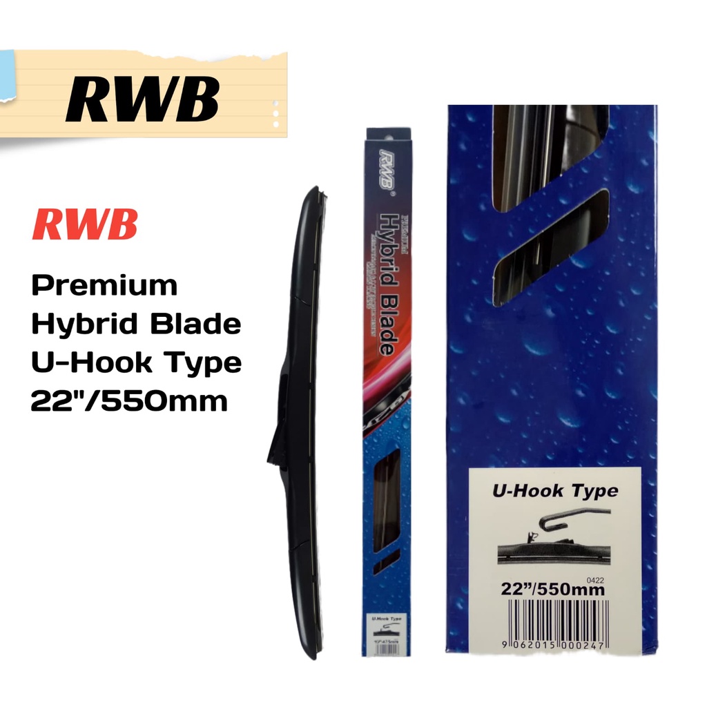 Jual Wiper Hybrid Blade Model U Type Hook Wipper Mobil Ukuran Merk Rwb Universal Pcs