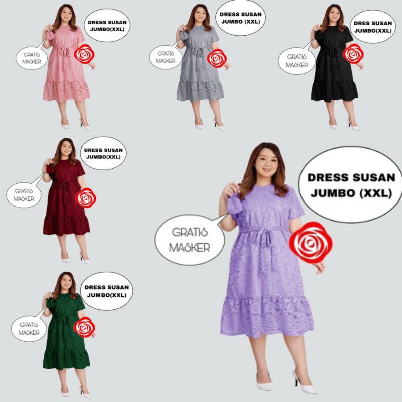 Jual DRES BRUKAT JUMBO/ MIDI DRESS BROKAT/ Susan - 28/ dress pesta xxxl