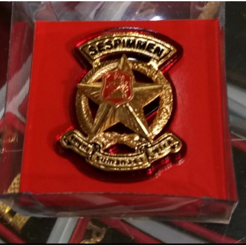 Jual pin sespimem model kuningan model cor sepuhan emas | Shopee Indonesia
