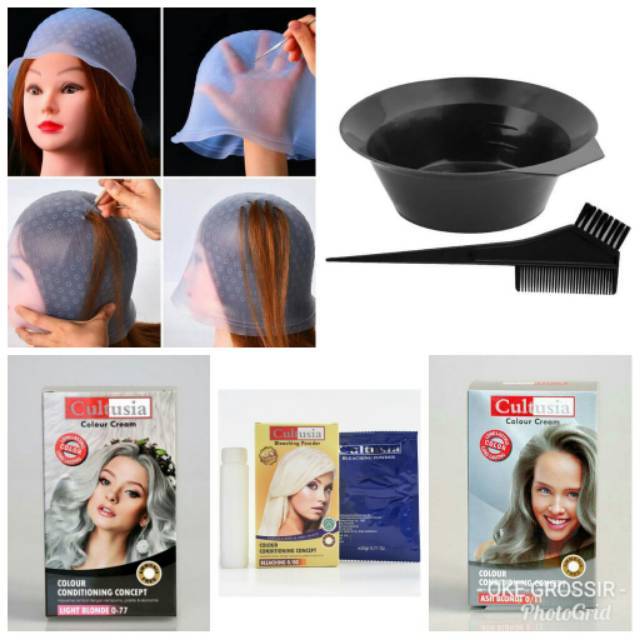 Jual Magicap Topi highlight cat rambut topi bleaching alat pewarna ...