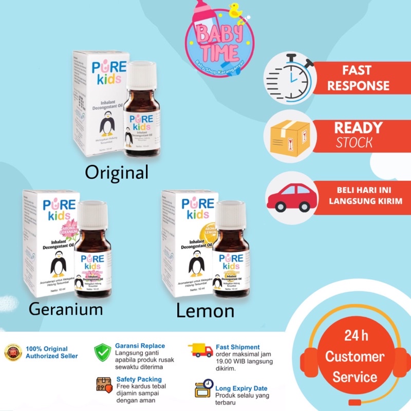 Jual Pure kids baby inhalant decongestant oil 10ml & Paket Pure Kids ...