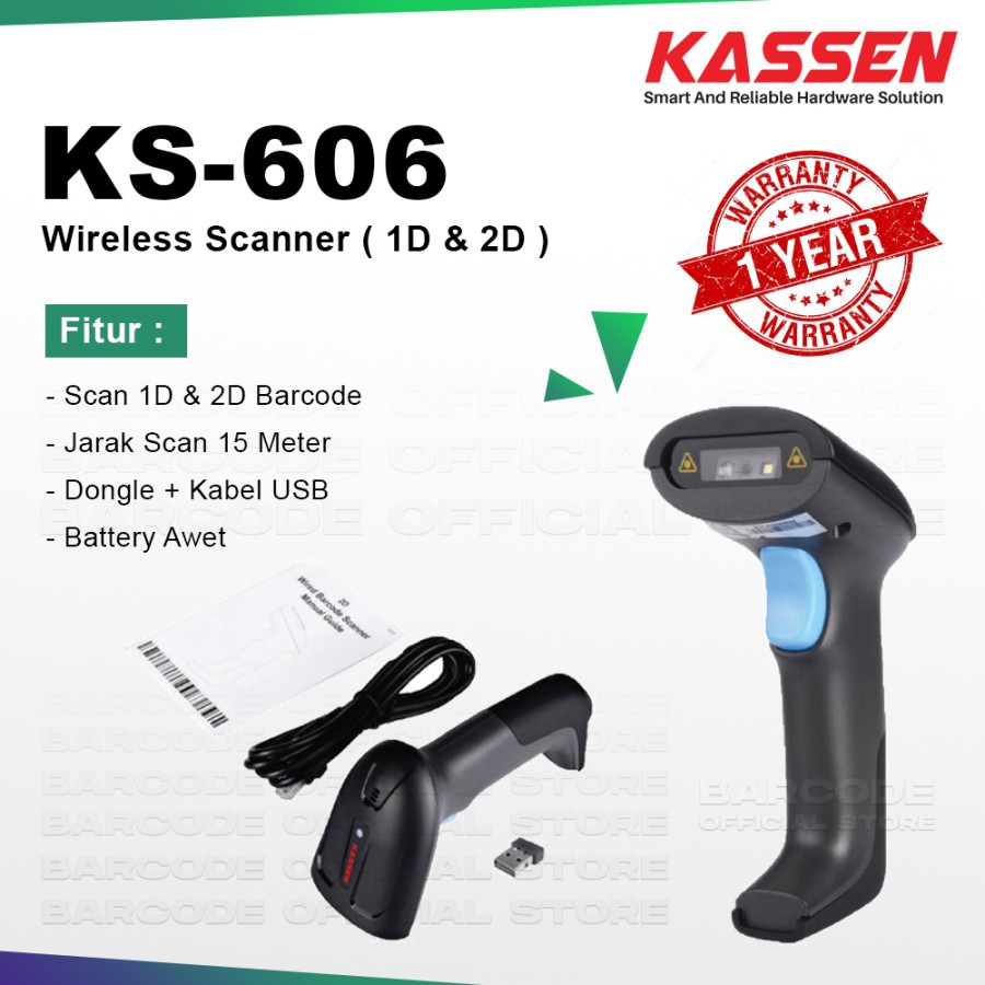 Jual Scanner Barcode Kassen KS-606 Wireless 2D Scan E-faktur QR Code ...