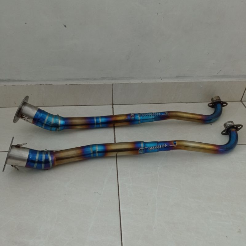 Jual Leher Knalpot Supra X125 Bluemoon Dan Adaptor Supra X 125 Fi Batman Helm Blue Gold 5145