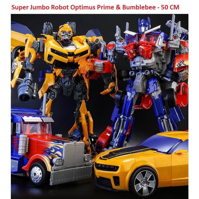 Jual Mainan Robot Transformers Super Jumbo Optimus Prime dan Bumblebee - 55  CM