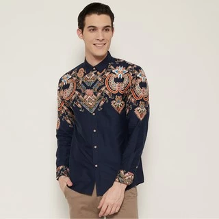 M231 Kemeja Pria Batik Panjang Navy 1699B