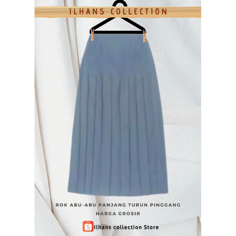 Jual Rok SMA Abu-abu Panjang Plisket turun pinggang | Shopee Indonesia