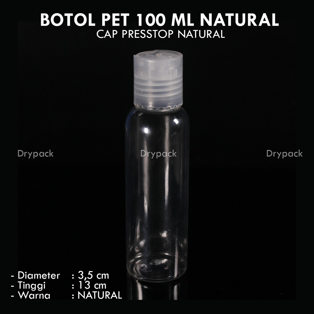 Jual Botol Presstop 100 ml Natural ( Tutup 3 varian warna) | Shopee ...