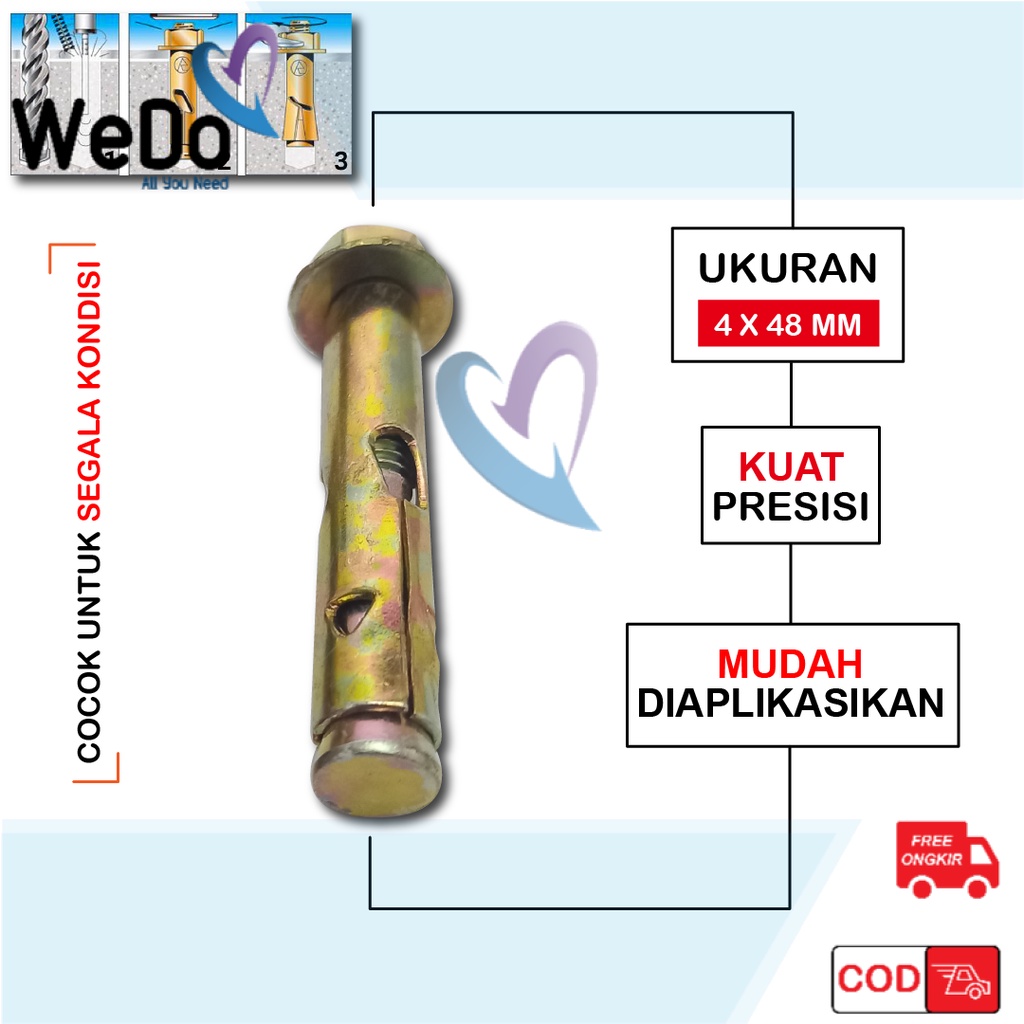 Jual Dynabolt 8x48 Dinabol Mur Baut Ramset Tembok Beton M8 48mm ...