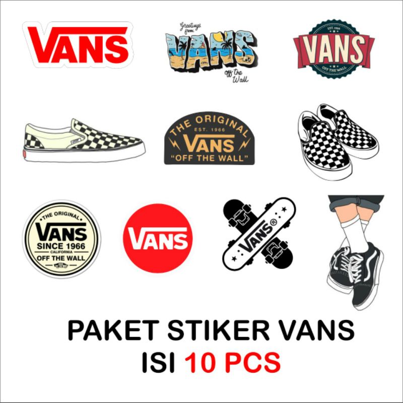 Jual Paket Stiker Sticker Brand Distro Series Brand Vans Isi 10pcs