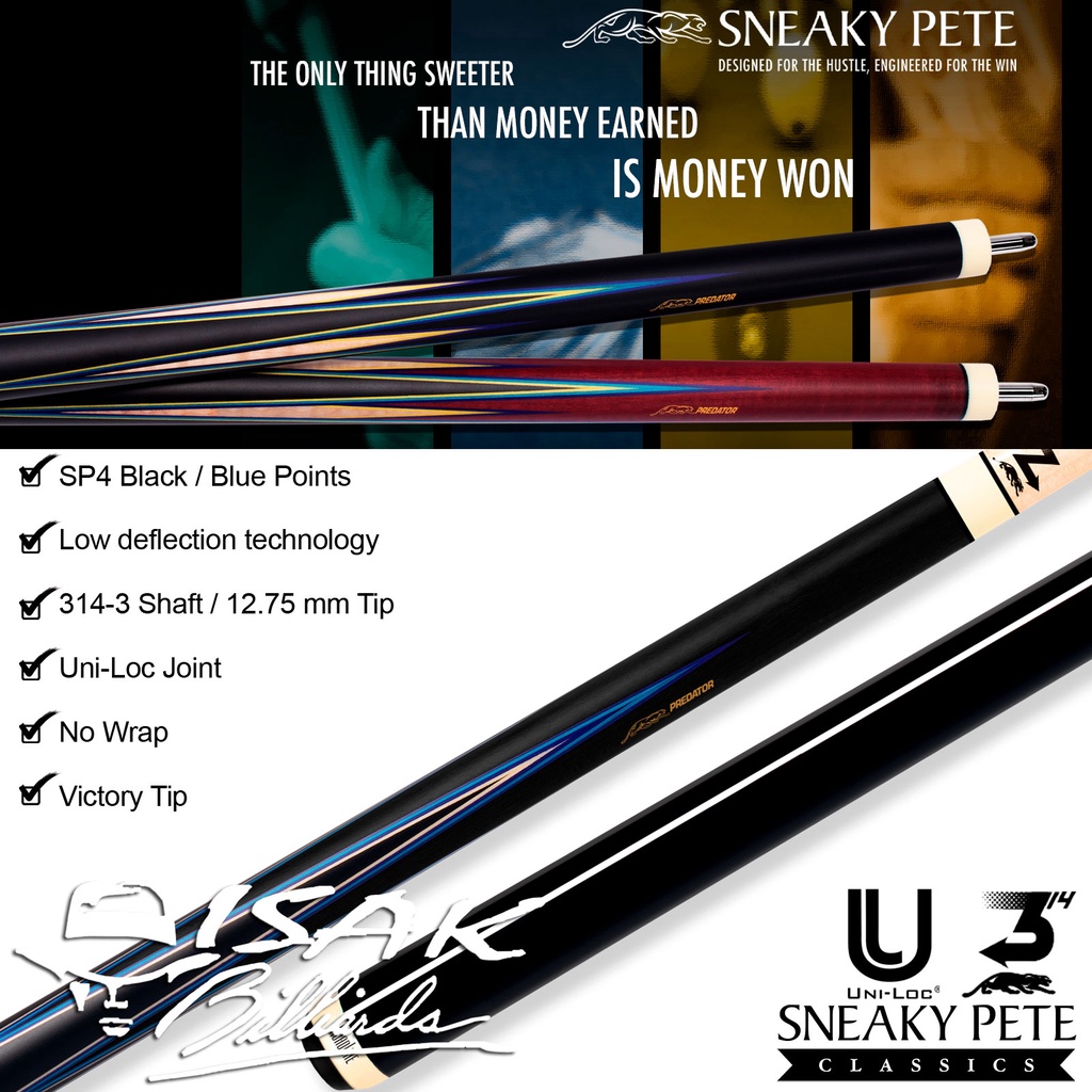 Jual Predator SP4 Black NW Pool Cue | Uniloc Sneaky Pete Stick Billiard ...