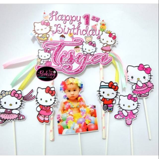 Jual Topper Cake Birthday Hello kitty Custom B | Shopee Indonesia