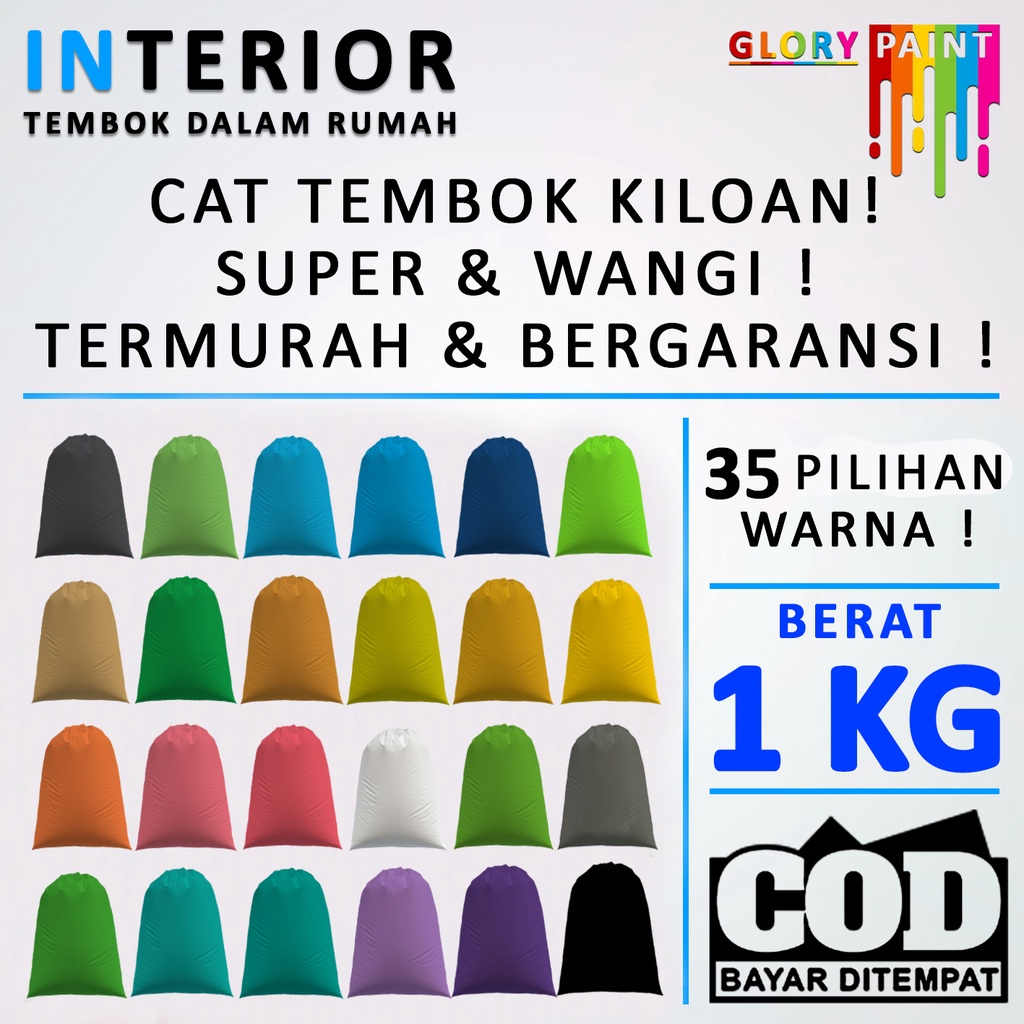 Jual CAT TEMBOK KILOAN 1 KG SUPER 40 WARNA ! BERGARANSI ! Shopee
