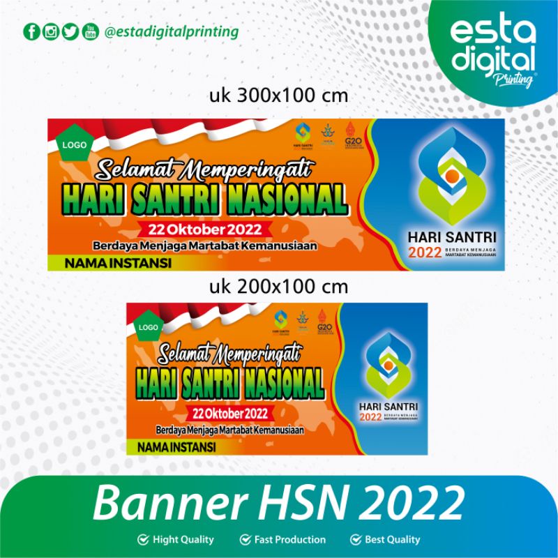 Jual (cod) Cetak Spanduk Banner Mmt HSN 2022, Banner Hari Santri ...