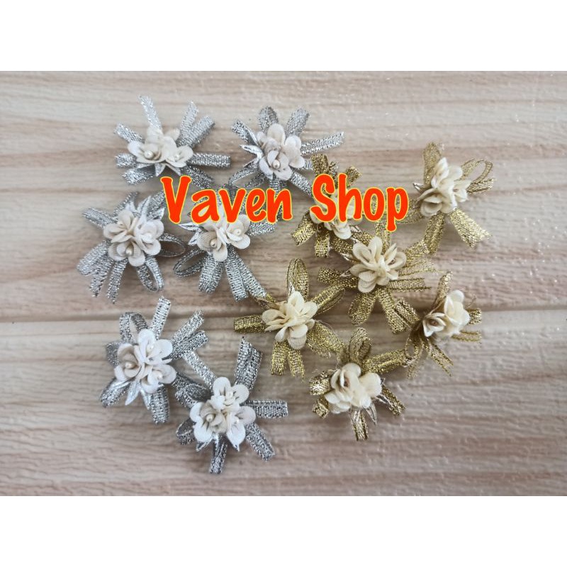 Jual Aplikasi Bunga 3 Organdi per 1 lusin-Gold Silver | Shopee Indonesia