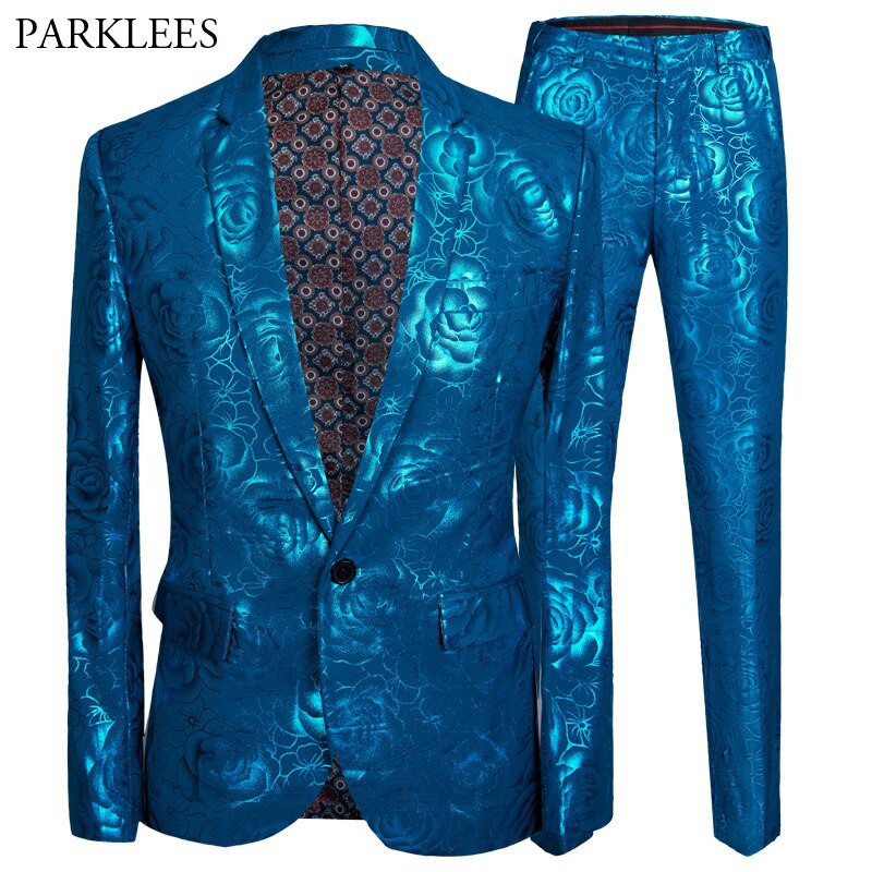 Jual IMPORT New 2 Piece Suit ( Jacket+Pants) Men Luxury Blue Bronzing